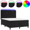 Image de vidaXL Lit boxspring avec matelas & LED noir 140x190 cm velours