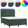Image de vidaXL Lit boxspring avec matelas & LED vert foncé 140x200 cm velours