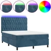 Image de vidaXL Lit boxspring avec matelas & LED bleu foncé 140x200 cm velours