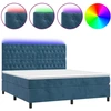 Image de vidaXL Lit boxspring avec matelas & LED bleu foncé 160x200 cm velours