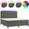 Image de vidaXL Lit boxspring avec matelas & LED gris foncé 180x200 cm velours