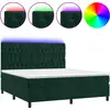 Image de vidaXL Lit boxspring avec matelas & LED vert foncé 180x200 cm velours