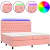 Image de vidaXL Lit boxspring avec matelas & LED rose 200x200 cm velours
