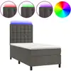 Image de vidaXL Lit boxspring avec matelas & LED gris foncé 80x200 cm velours