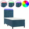 Image de vidaXL Lit boxspring avec matelas & LED bleu foncé 90x190 cm velours