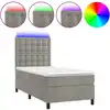 Image de vidaXL Lit boxspring avec matelas & LED gris clair 90x200 cm velours