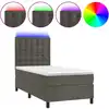 Image de vidaXL Lit boxspring avec matelas & LED gris foncé 90x200 cm velours