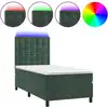 Image de vidaXL Lit boxspring avec matelas & LED vert foncé 100x200 cm velours