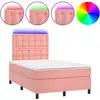 Image de vidaXL Lit boxspring avec matelas & LED rose 120x200 cm velours