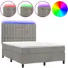 Image de vidaXL Lit boxspring avec matelas & LED gris clair 140x190 cm velours