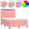 Image de vidaXL Sommier tapissier avec matelas et LED Rose 140x190 cm Velours