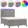 Image de vidaXL Lit boxspring avec matelas & LED gris clair 140x200 cm velours