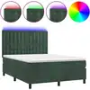 Image de vidaXL Lit boxspring avec matelas & LED vert foncé 140x200 cm velours