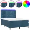 Image de vidaXL Lit boxspring avec matelas & LED bleu foncé 140x200 cm velours