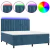 Image de vidaXL Lit boxspring avec matelas & LED bleu foncé 160x200 cm velours