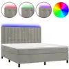 Image de vidaXL Lit boxspring avec matelas & LED gris clair 180x200 cm velours