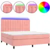 Image de vidaXL Sommier tapissier avec matelas et LED Rose 180x200 cm Velours