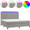 Image de vidaXL Lit boxspring avec matelas & LED gris clair 200x200 cm velours