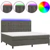 Image de vidaXL Lit boxspring avec matelas & LED gris foncé 200x200 cm velours