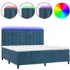 Image de vidaXL Lit boxspring avec matelas & LED bleu foncé 200x200 cm velours