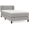 Image de vidaXL Lit boxspring avec matelas gris clair 90x200 cm Tissu