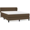 Image de vidaXL Lit boxspring avec matelas Marron foncé 140x200 cm Tissu