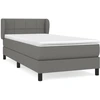 Image de vidaXL Lit boxspring avec matelas gris foncé 100x200 cm Tissu