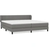 Image de vidaXL Lit boxspring avec matelas gris foncé 200x200 cm Tissu