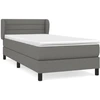 Image de vidaXL Lit boxspring avec matelas gris foncé 80x200 cm Tissu