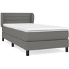 Image de vidaXL Lit boxspring avec matelas gris foncé 90x190 cm Tissu