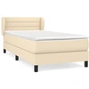Image de vidaXL Lit boxspring avec matelas Crème 90x190 cm Tissu