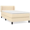 Image de vidaXL Lit boxspring avec matelas Crème 90x200 cm Tissu