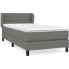 Image de vidaXL Lit boxspring avec matelas gris foncé 100x200 cm Tissu