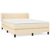 Image de vidaXL Lit boxspring avec matelas Crème 140x200 cm Tissu