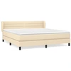 Image de vidaXL Lit boxspring avec matelas Crème 160x200 cm Tissu