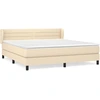 Image de vidaXL Lit boxspring avec matelas Crème 180x200 cm Tissu