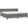 Image de vidaXL Lit boxspring avec matelas gris foncé 200x200 cm Tissu