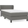 Image de vidaXL Lit boxspring avec matelas gris foncé 90x200 cm Tissu