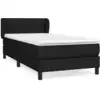 Image de vidaXL Lit boxspring avec matelas noir 90x200 cm Tissu