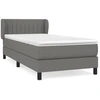 Image de vidaXL Lit boxspring avec matelas gris foncé 100x200 cm Tissu