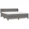 Image de vidaXL Lit boxspring avec matelas gris foncé 160x200 cm Tissu