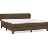Image de vidaXL Lit boxspring avec matelas brun foncé 160x200 cm Tissu