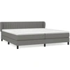Image de vidaXL Lit boxspring avec matelas gris foncé 200x200 cm Tissu