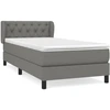 Image de vidaXL Lit boxspring avec matelas gris foncé 80x200 cm Tissu