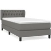 Image de vidaXL Lit boxspring avec matelas gris foncé 90x190 cm Tissu