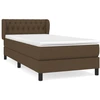 Image de vidaXL Lit boxspring avec matelas brun foncé 90x200 cm Tissu