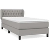 Image de vidaXL Lit boxspring avec matelas gris clair 100x200 cm Tissu
