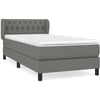 Image de vidaXL Lit boxspring avec matelas gris foncé 100x200 cm Tissu