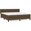 Image de vidaXL Lit boxspring avec matelas brun foncé 160x200 cm Tissu
