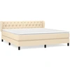 Image de vidaXL Lit boxspring avec matelas Crème 160x200 cm Tissu